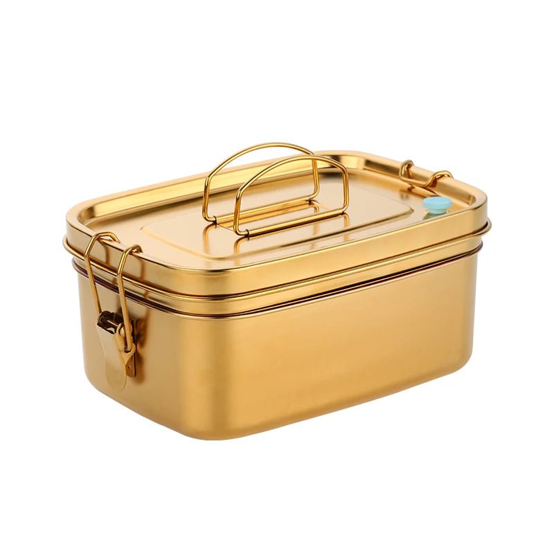 1/3Pcs Stainless Steel Lunch Box - 2-Layers Portable Food Storage for School, Office Worker, Microwave Heating Lunch Container Gold / 3Pcs / 2 | 1500ml