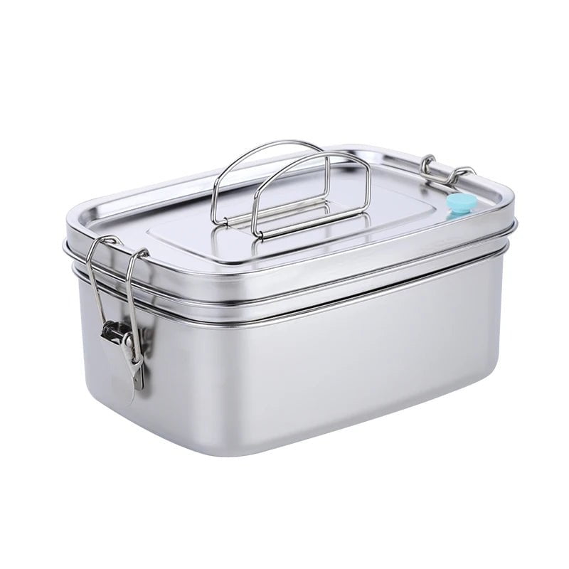1/3Pcs Stainless Steel Lunch Box - 2-Layers Portable Food Storage for School, Office Worker, Microwave Heating Lunch Container Silver / 1Pcs / 2 | 1500ml
