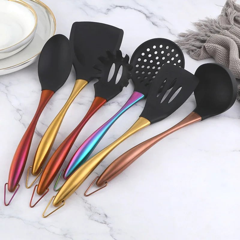 1-7PCS/Set Silicone Cooking Tool Set 6pcs Mix color