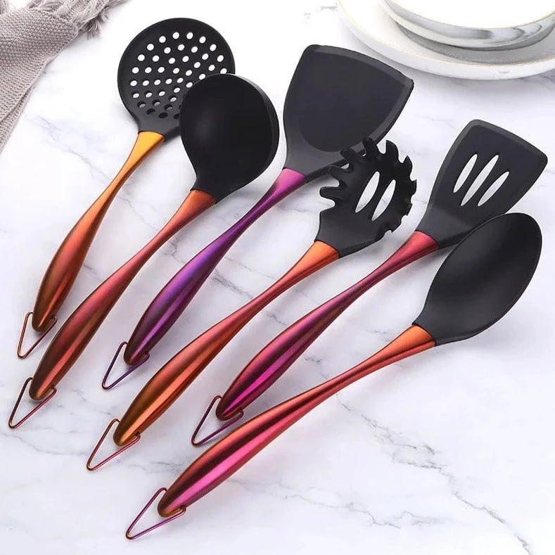 1-7PCS/Set Silicone Cooking Tool Set 6pcs Rainbow 3