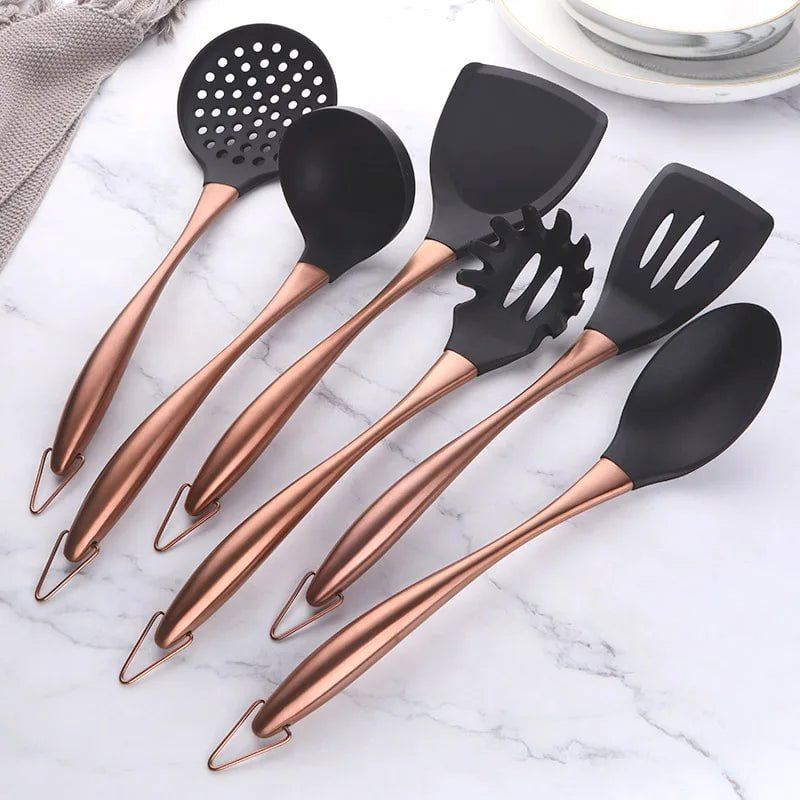 1-7PCS/Set Silicone Cooking Tool Set 6pcs Rose gold