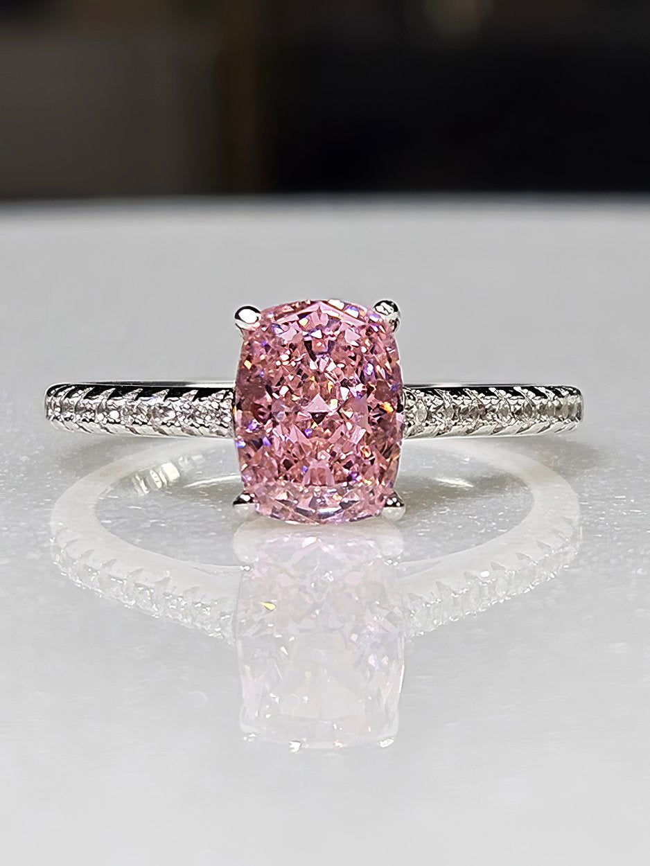 1.5 Ct Oval Cut Lab Created Diamond Pink Sapphire Gemstone Ring