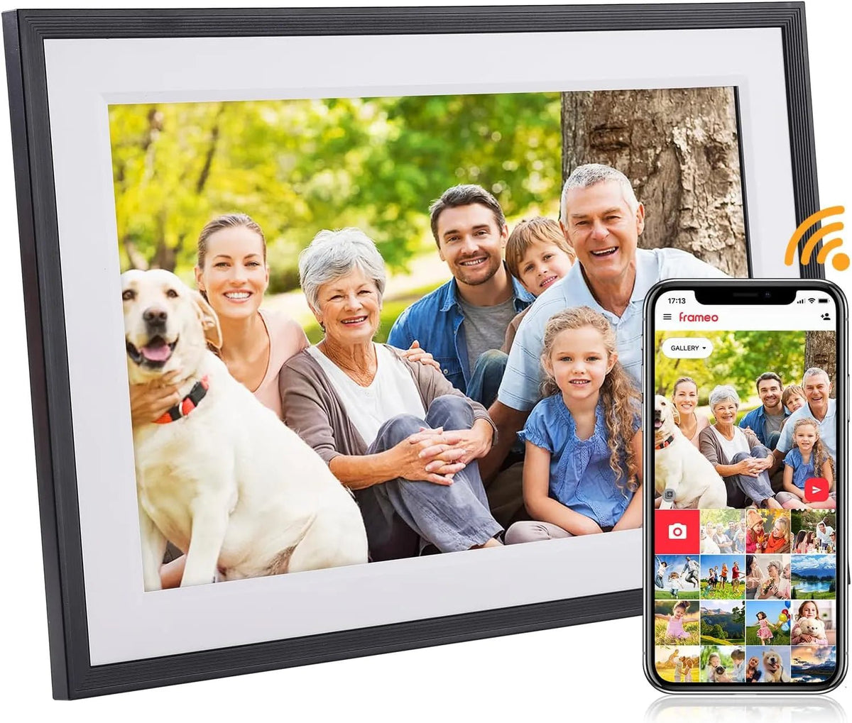 10.1-Inch Frameo Smart WiFi Digital Picture Frame - 32GB, 1280x800 IPS HD Touch Screen, Wall Mountable European regulations / YM102