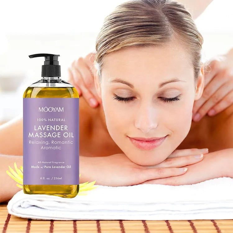 100% Pure Organic Lavender Body Massage Oil: Relaxing, Anti-Cellulite, Sore Muscle Relief with Frankincense LAVENDER OIL