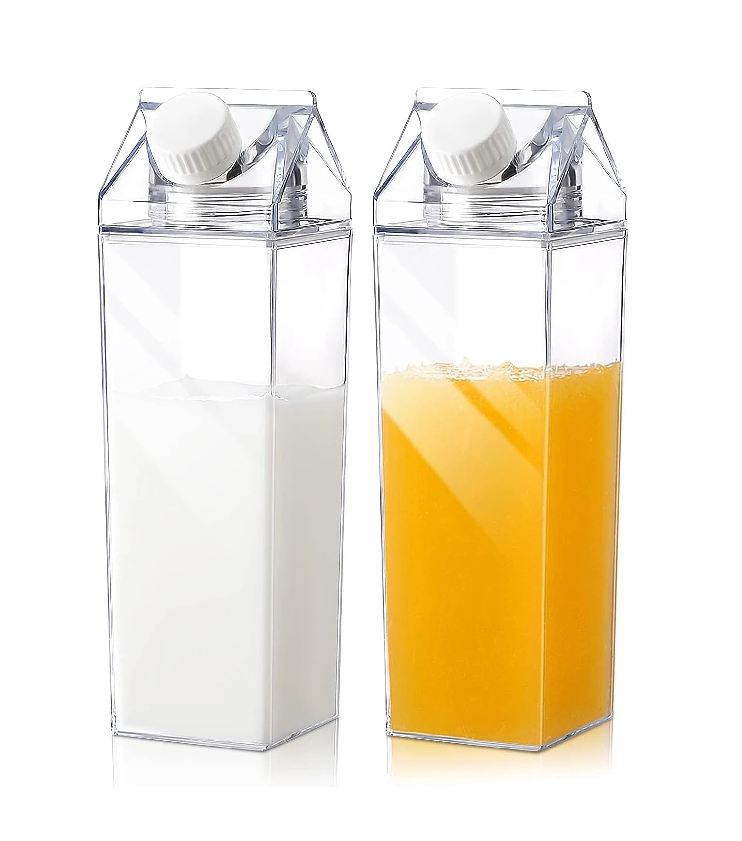 1000ML Square Plastic Milk Carton Water Bottle for Sports, Camping, and Gym 2pcs-1000ML / 500-1000ML