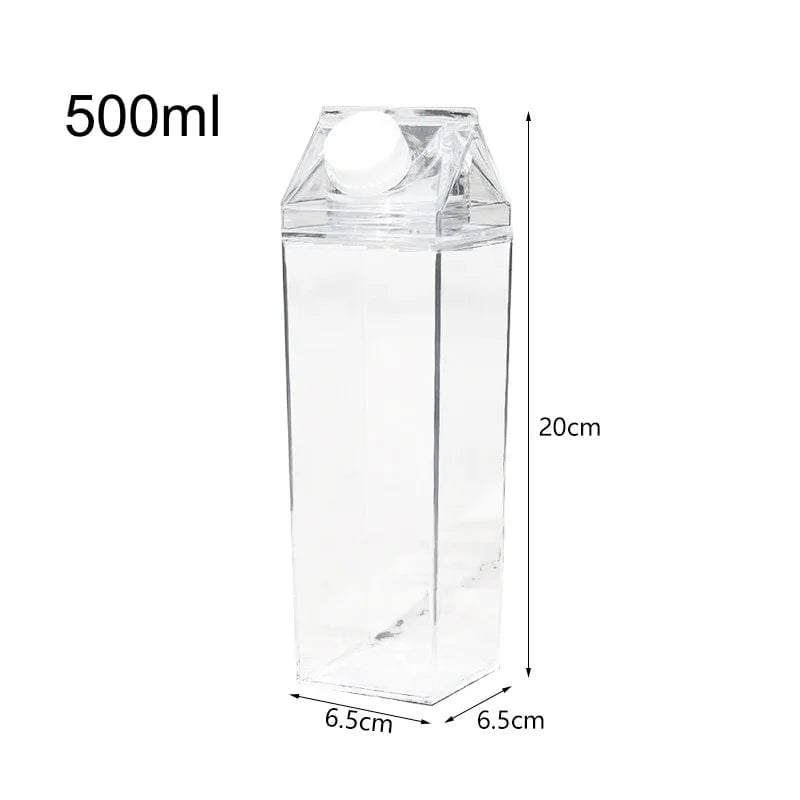 1000ML Square Plastic Milk Carton Water Bottle for Sports, Camping, and Gym 500ML / 500-1000ML