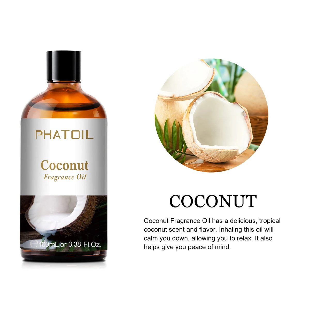 100ml Coconut Fragrance Oil: Candle and Soap Making with Mango, Apple, Banana, Grape, Cherry, Watermelon, Lemon, Passion Fruit Flavoring Coconut / 100ml / United States