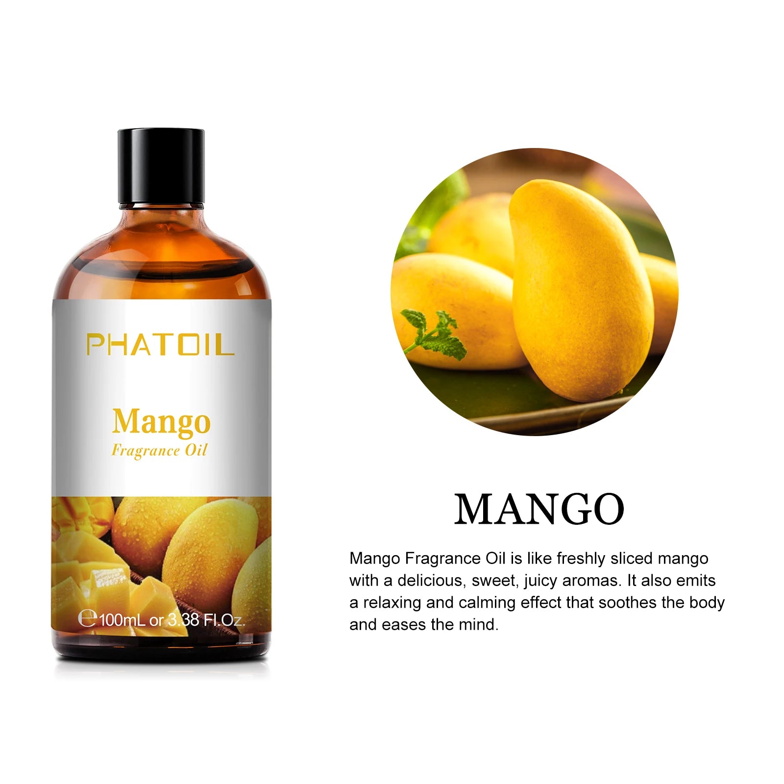 100ml Coconut Fragrance Oil: Candle and Soap Making with Mango, Apple, Banana, Grape, Cherry, Watermelon, Lemon, Passion Fruit Flavoring Mango / 100ml / United States