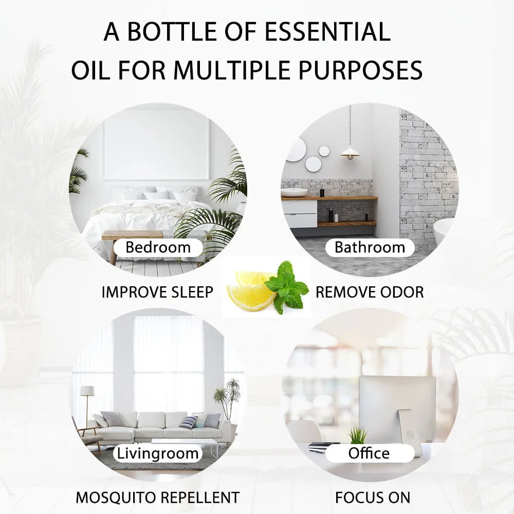 100ml Pure Natural Essential Oils Diffuser: Skin Care with Rose, Orange, Lemon, Lavender, Rose Geranium, Chamomile, Avocado Aroma Oil
