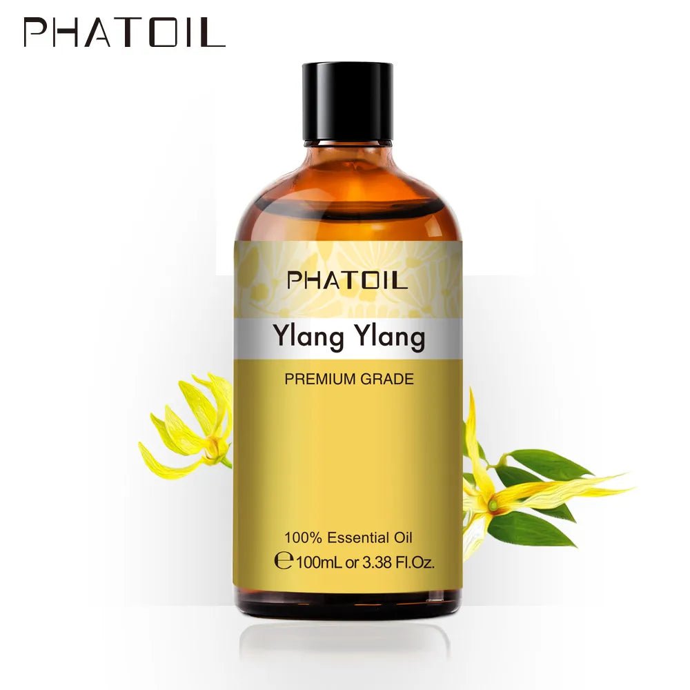 100ml Pure Natural Essential Oils Diffuser: Skin Care with Rose, Orange, Lemon, Lavender, Rose Geranium, Chamomile, Avocado Aroma Oil Ylang Ylang / 100ml / United States