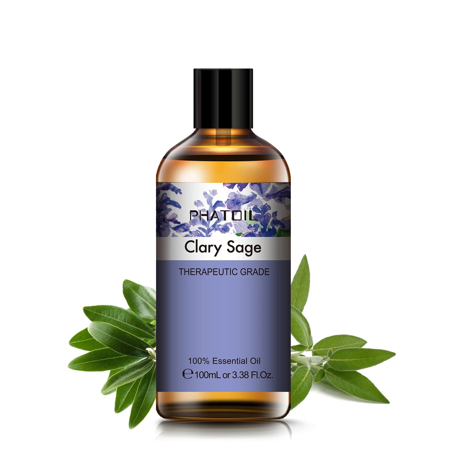 100ml Pure Natural Rose Essential Oil: Humidifier Diffuser Lavender, Vanilla, Peppermint, Geranium, Cloves, Basil, Tea Tree Aroma Oil Clary Sage / 100ml / United States