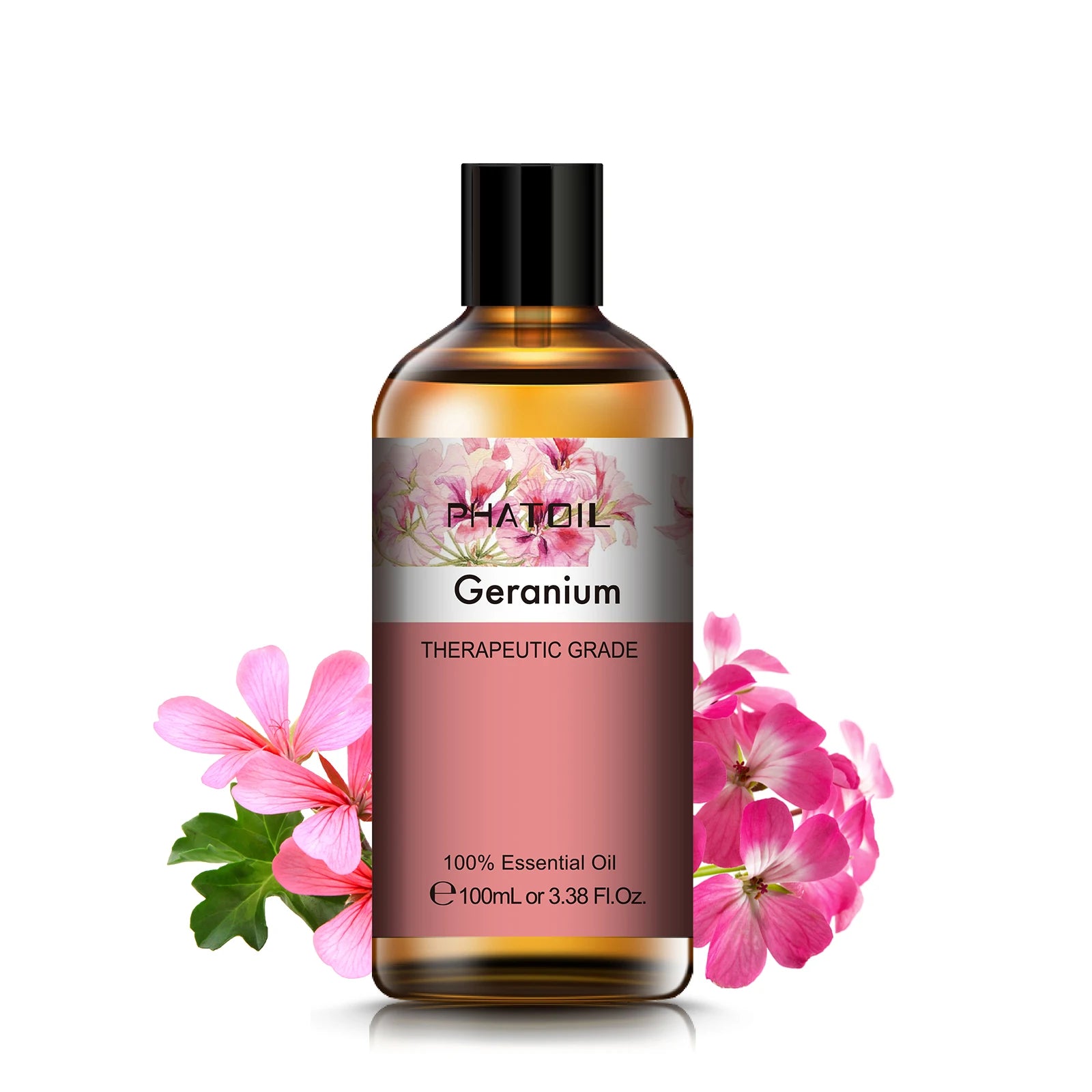 100ml Pure Natural Rose Essential Oil: Humidifier Diffuser Lavender, Vanilla, Peppermint, Geranium, Cloves, Basil, Tea Tree Aroma Oil Geranium / 100ml / United States