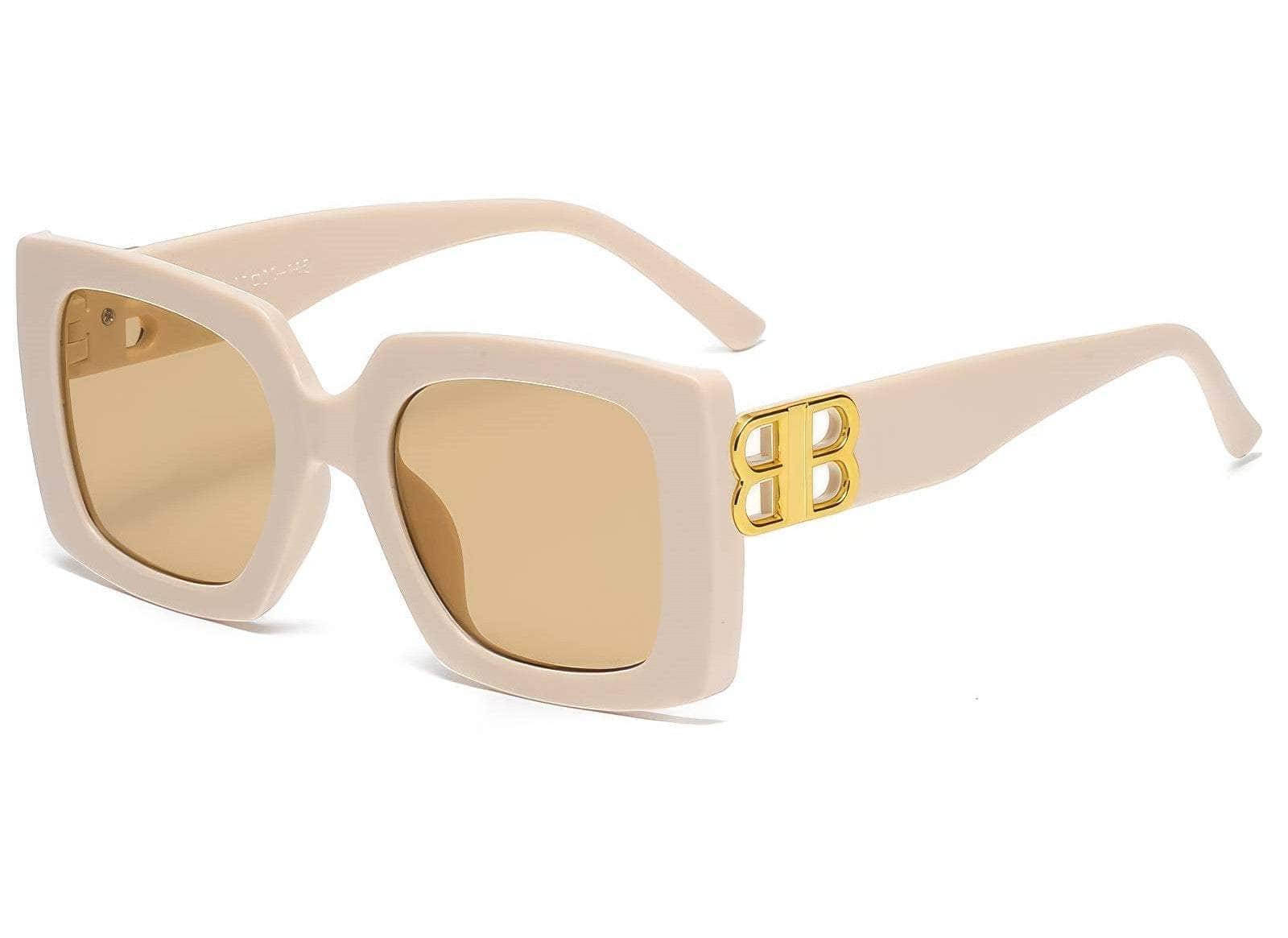 Fashion Large Frame Sunglasses beige/shallow tea / Resin