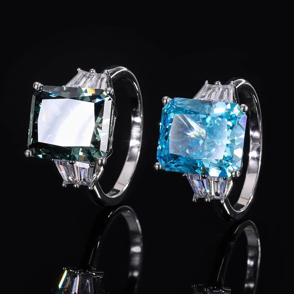 10Ct Lab Created Diamond Gemstone Cushion Cut Icy Deco Statement Ring