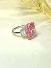 12ct 925 Sterling Silver Pink Sapphire Gemstone Lab Diamond Statement Ring