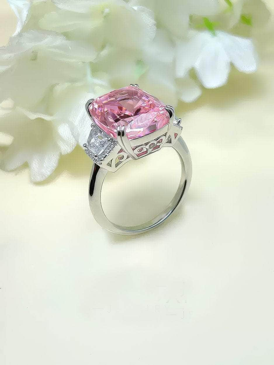 12ct 925 Sterling Silver Pink Sapphire Gemstone Lab Diamond Statement Ring