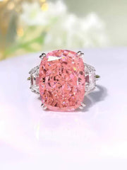 12ct 925 Sterling Silver Pink Sapphire Gemstone Lab Diamond Statement Ring 5 US / Pink Sapphire
