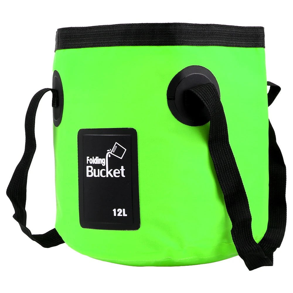 12L Car Washer Bucket Folding Bucket Auto Wash Bowl Sink Washing Bag Portable Outdoor Travel Foldable Water Bucket Accessories Green