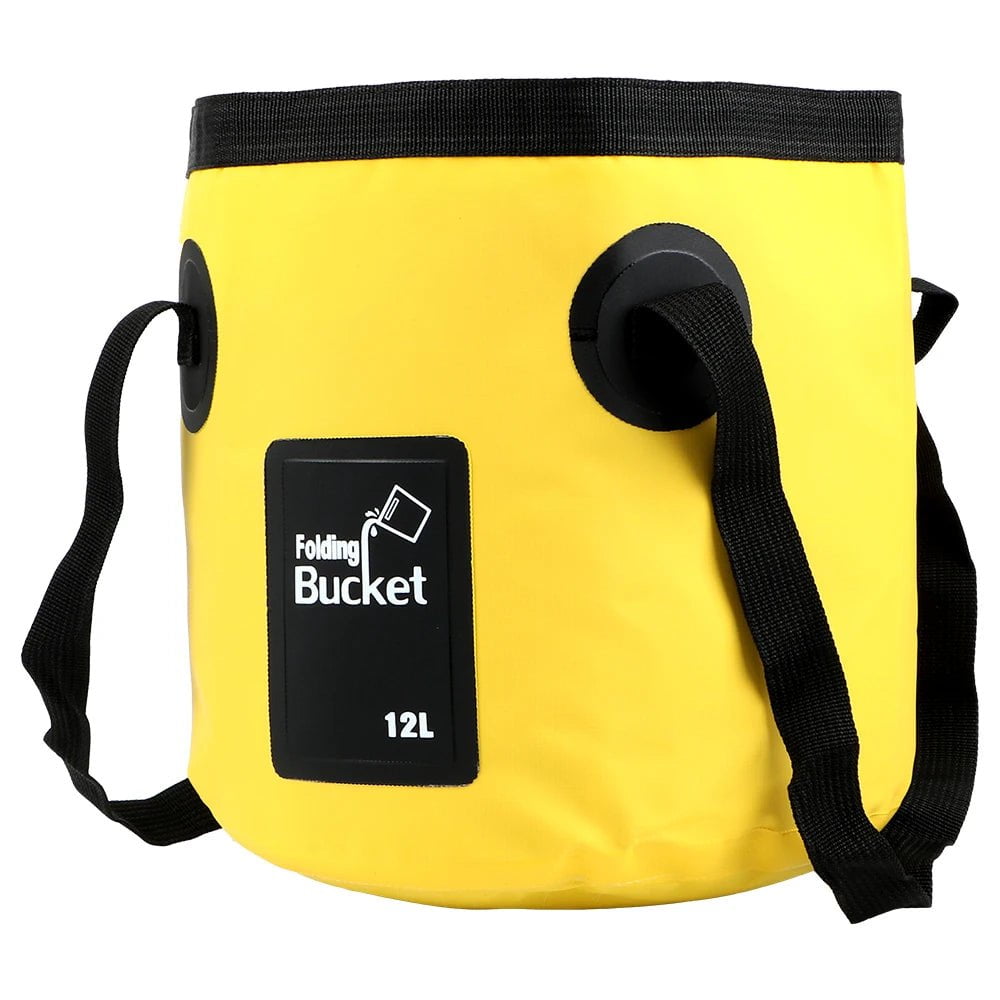 12L Car Washer Bucket Folding Bucket Auto Wash Bowl Sink Washing Bag Portable Outdoor Travel Foldable Water Bucket Accessories Yellow