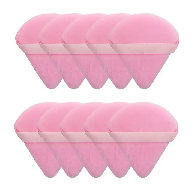 12Pc Velvet Triangle Makeup Sponges for Face and Eyes 10pcs-pink