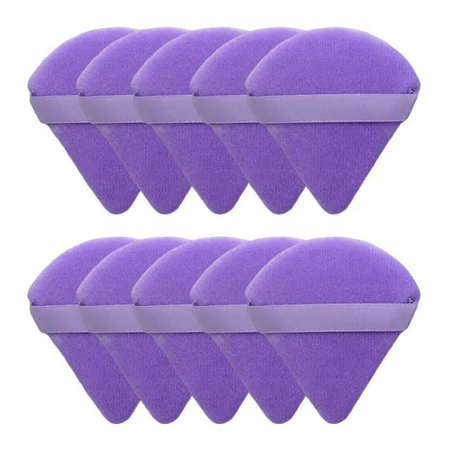12Pc Velvet Triangle Makeup Sponges for Face and Eyes 10pcs-purple
