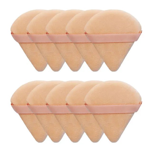 12Pc Velvet Triangle Makeup Sponges for Face and Eyes 10pcs-skin-color