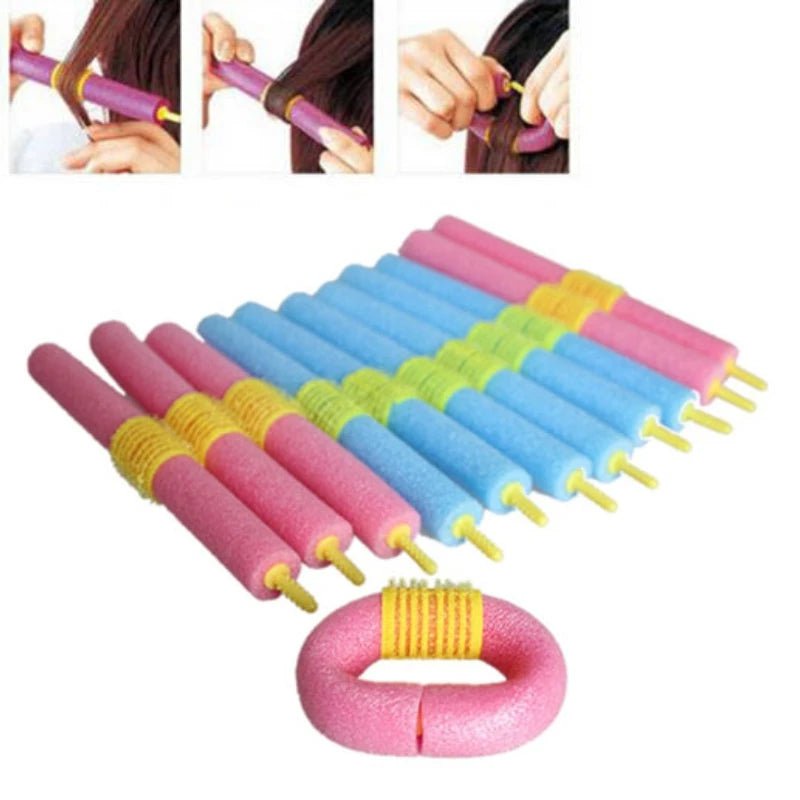 12pcs Soft Foam Curler Makers! Anion Bendy Twist Curls for DIY Styling