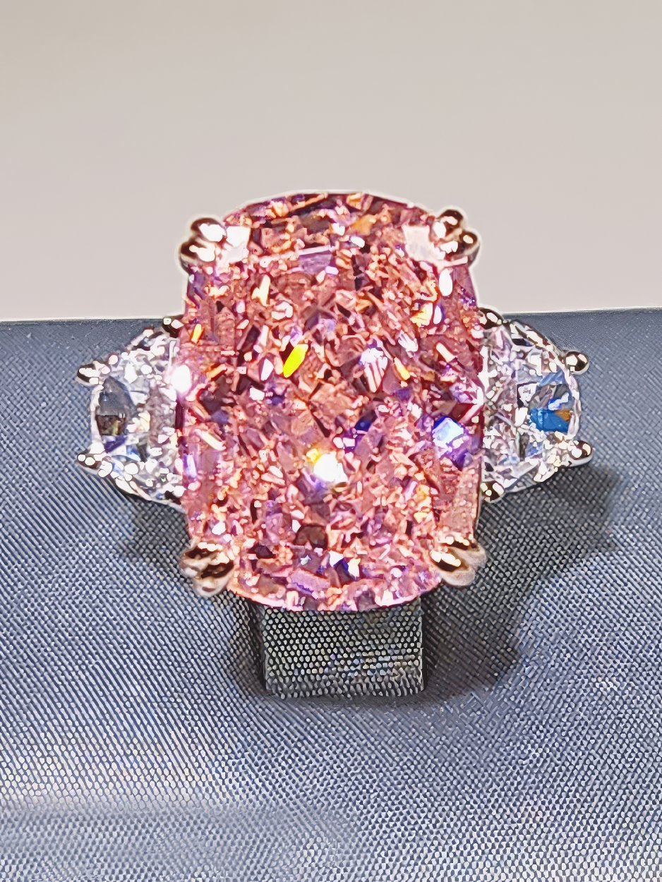 14 Ct Pink Sapphire Lab Created Diamond Statement Ring