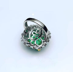 14ct 925 Silver Emerald Cut Lab Diamond Gold Accented Gemstone Ring