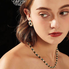14k Gold Accent Enamel Heart Shaped Gemstone Earrings