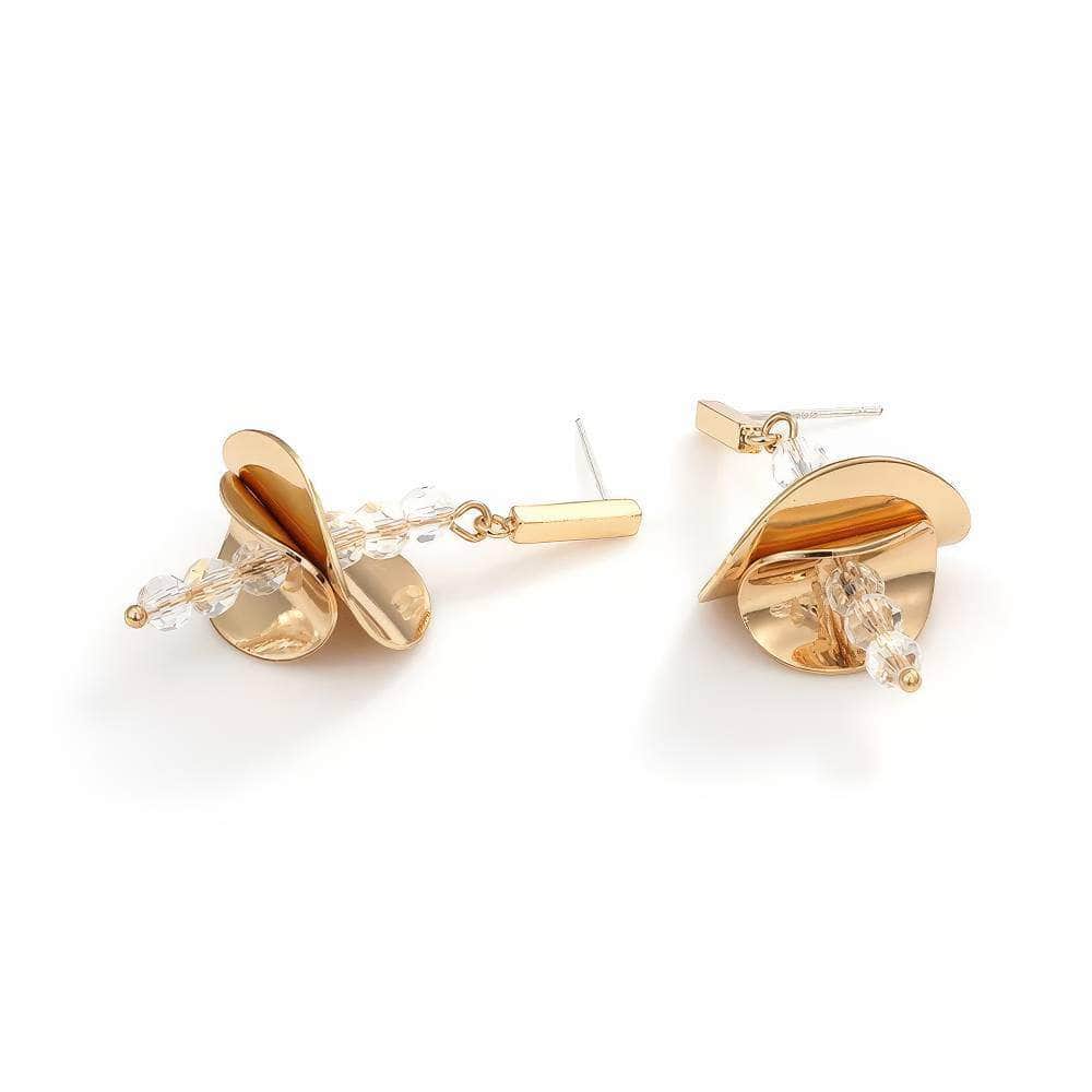 14K Gold Blossom Crystal Drop Earrings