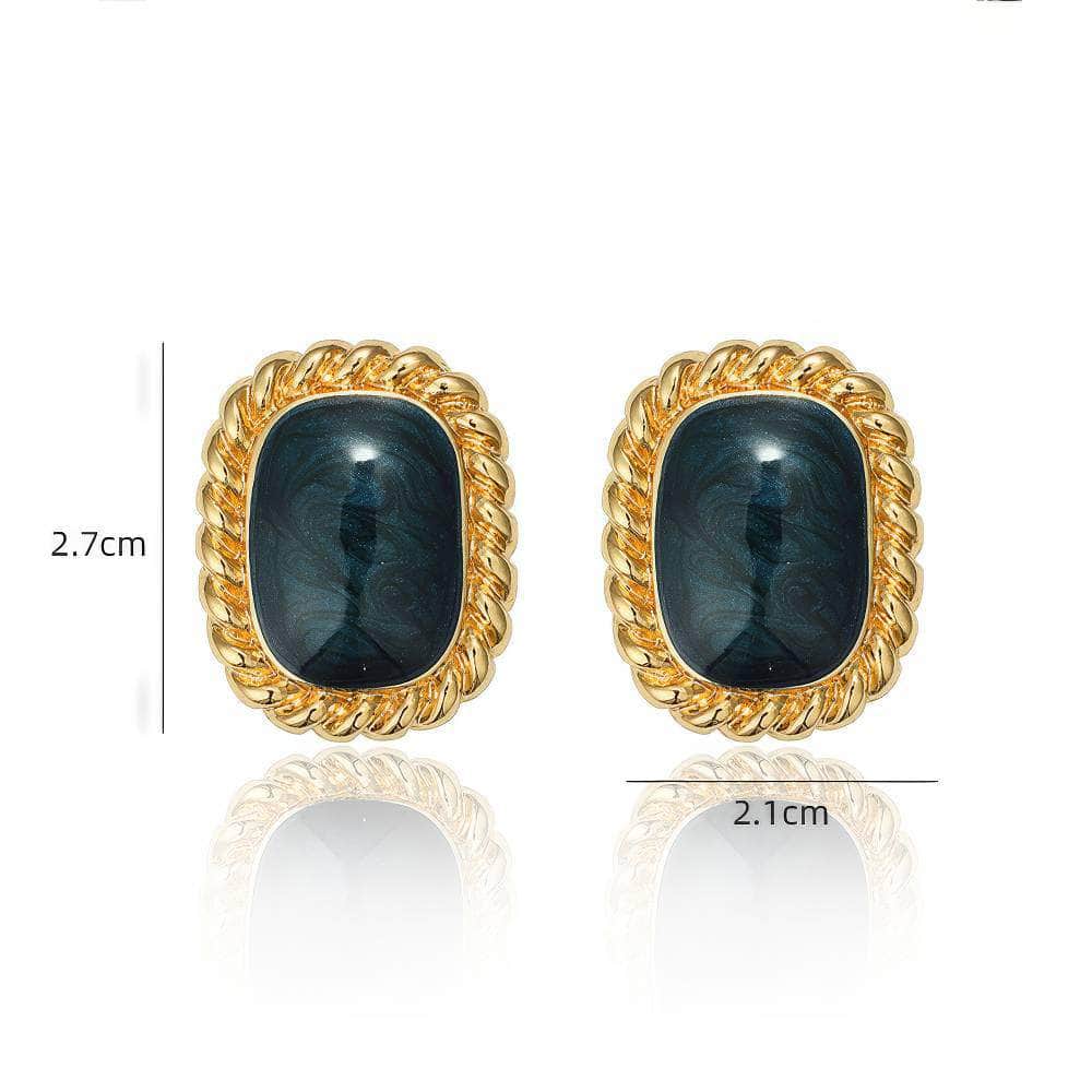 14K Gold Blue Opal Gemstone Vintage Earrings