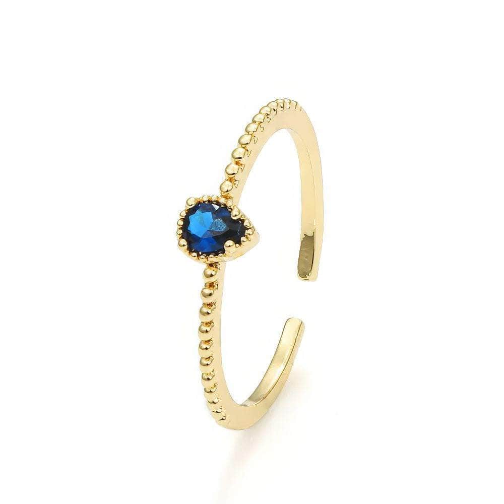 14K Gold Blue Sapphire Adjustable Ring Adjustable / Blue