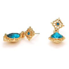 14K Gold Blue Sapphire Teardrop Earrings