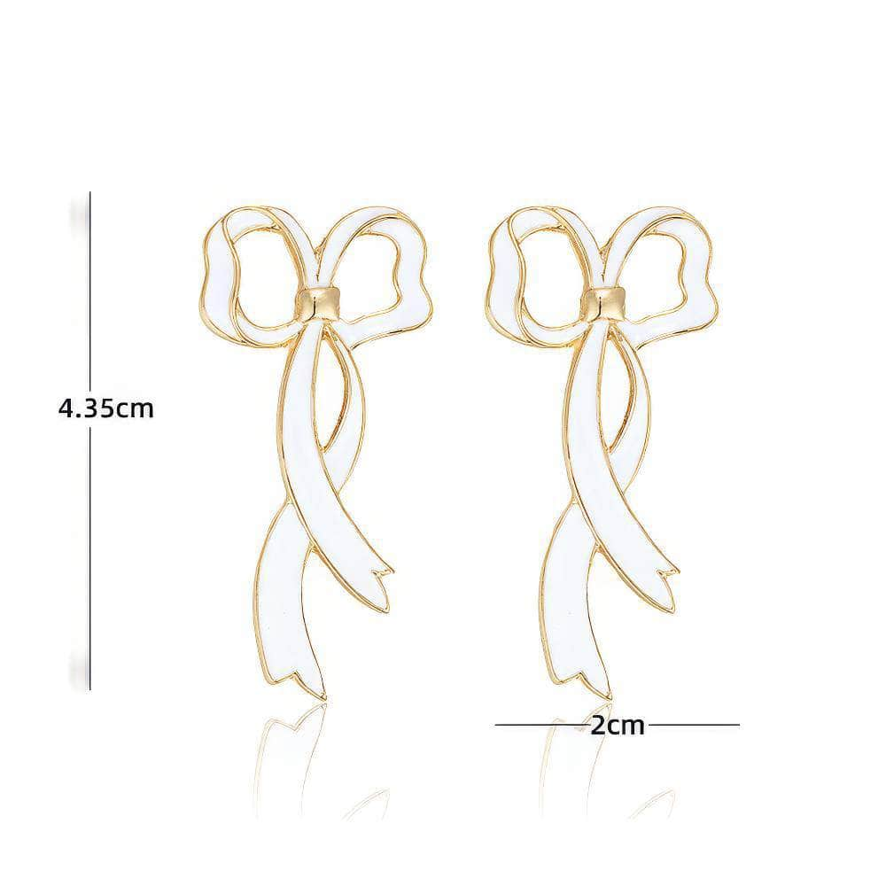 14K Gold Bowtie Shape Statement Earrings