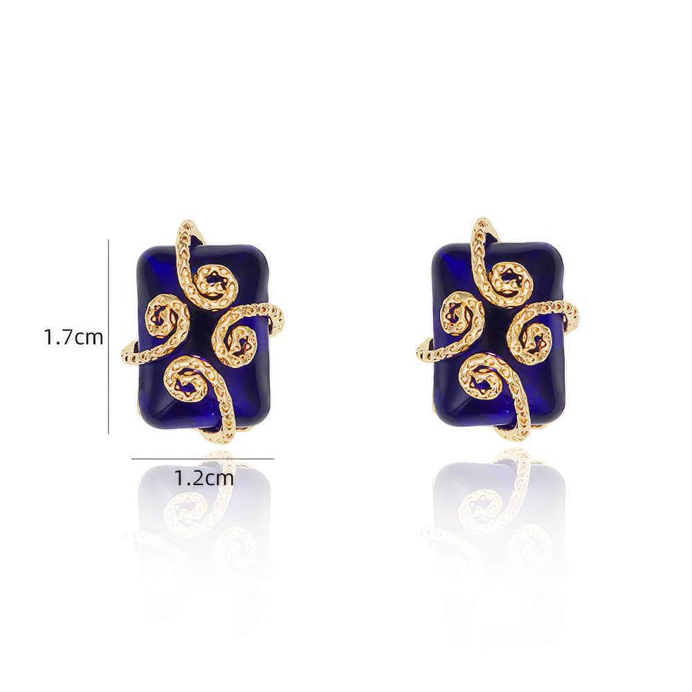 14K Gold Cable Wrap Glazed Gemstone Earrings