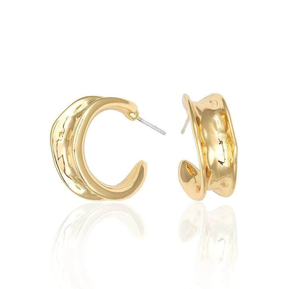 14k Gold Chunky C-Shape Statement Half Hoop Earrings Gold / Clip On