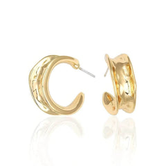 14k Gold Chunky C-Shape Statement Half Hoop Earrings Gold / Clip On