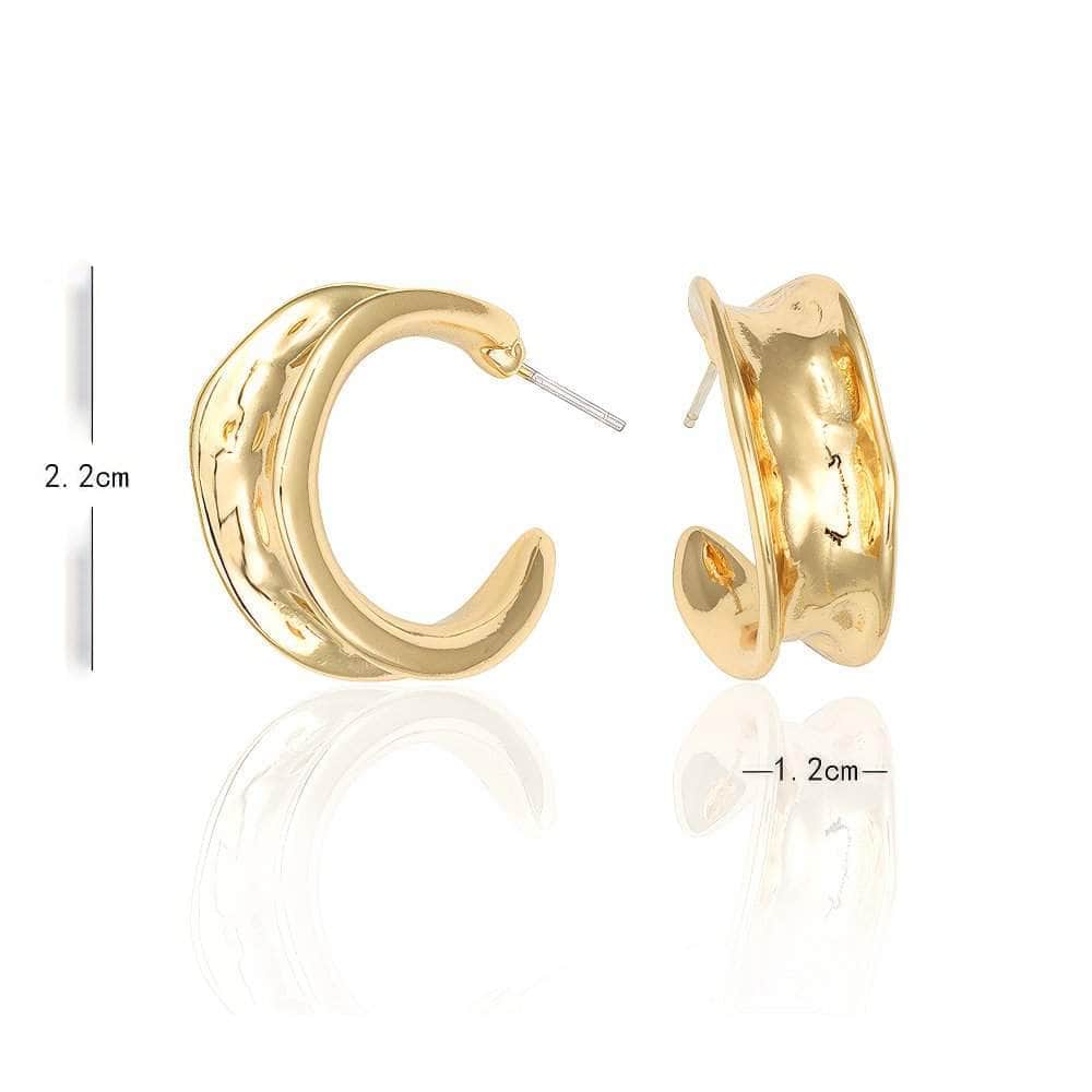 14k Gold Chunky C-Shape Statement Half Hoop Earrings Gold / Clip On