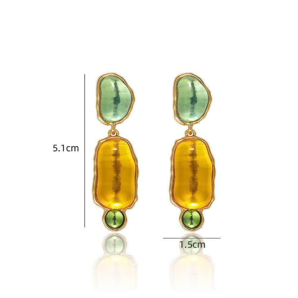 14K Gold Crystal Layered Cabochon Earrings