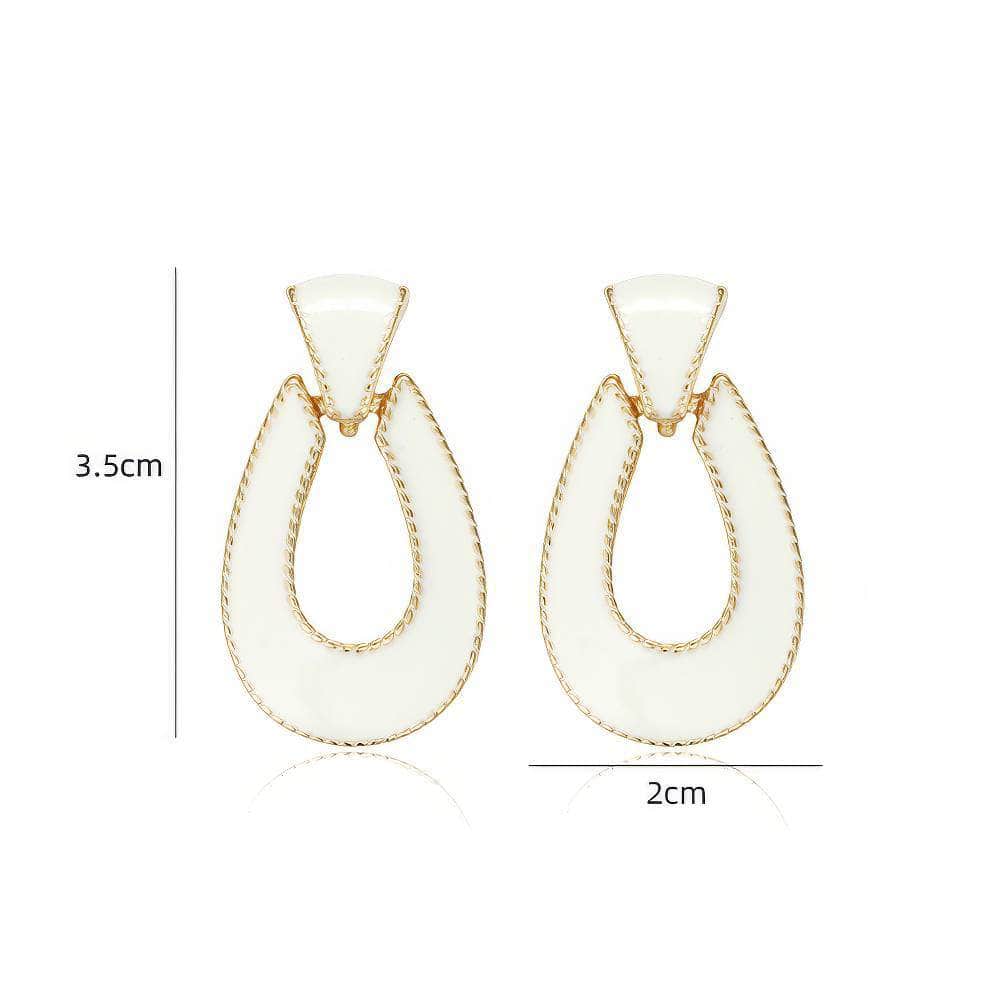 14k Gold Dangle Loop Enamel Earrings