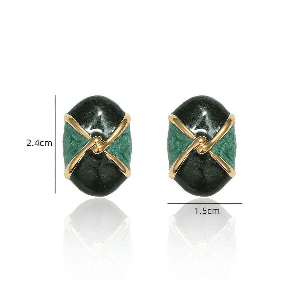 14K Gold Emerald Accented Vintage Stud Earrings