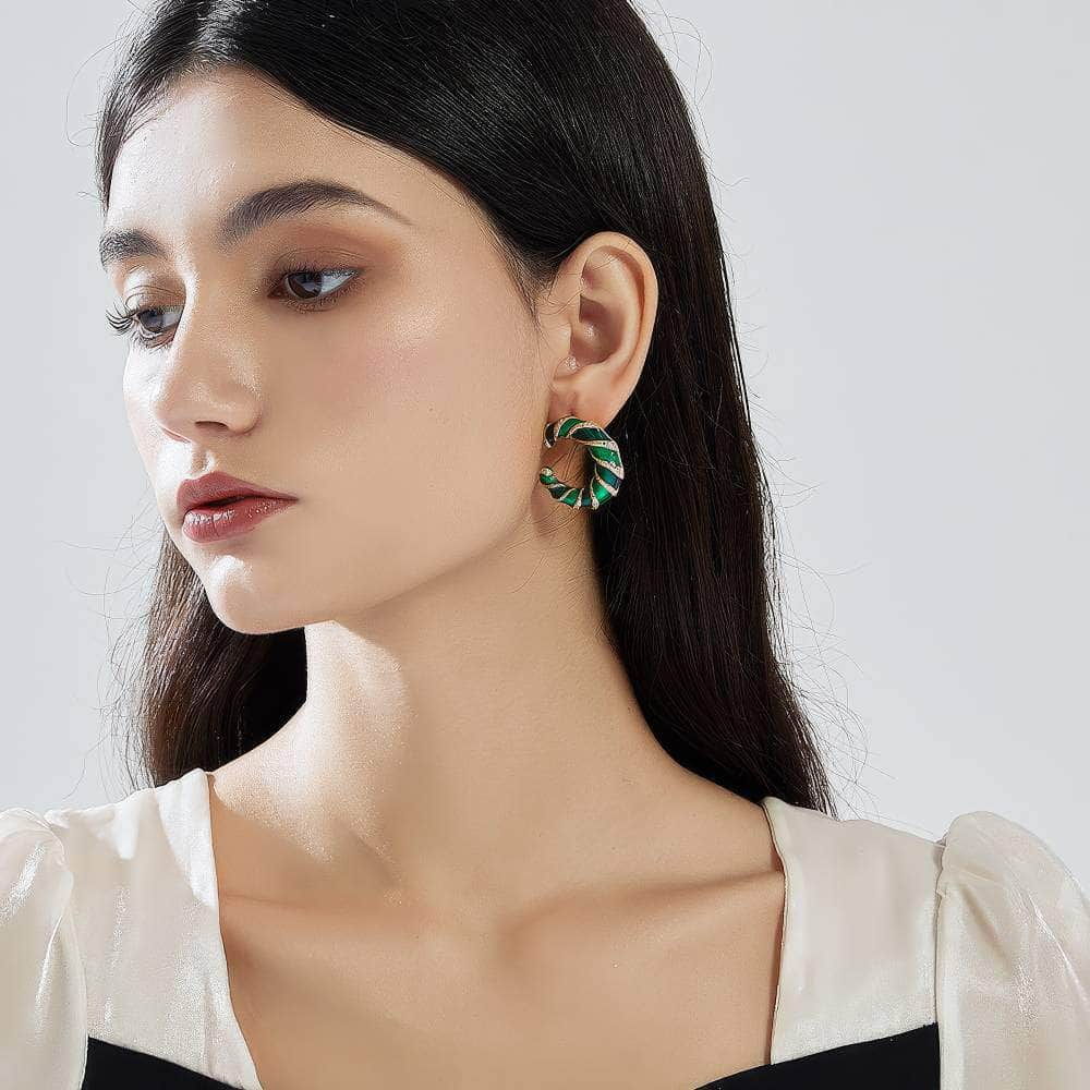 14k Gold Emerald Gemstone Avon Hoop Earrings