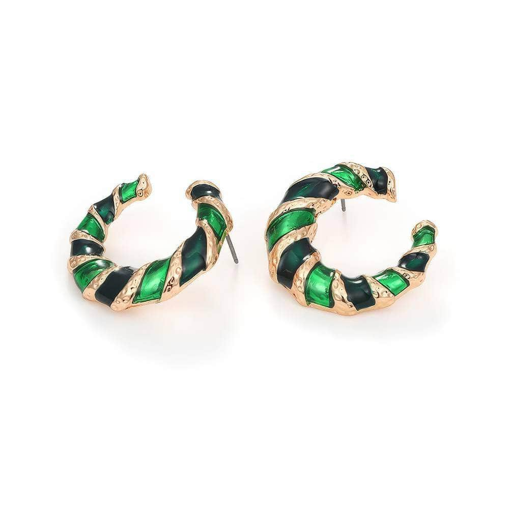 14k Gold Emerald Gemstone Avon Hoop Earrings