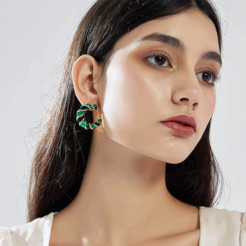 14k Gold Emerald Gemstone Avon Hoop Earrings