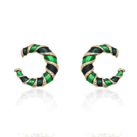 14k Gold Emerald Gemstone Avon Hoop Earrings Green / Clip On