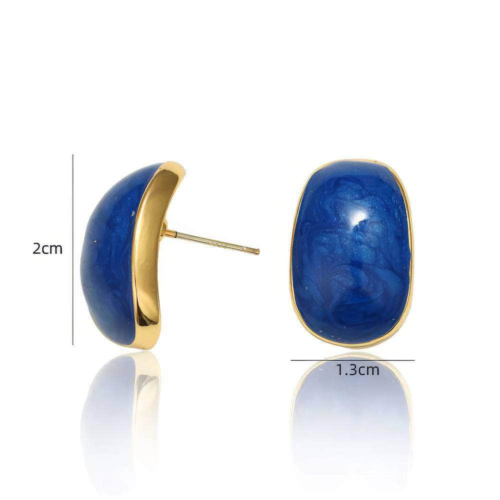 14K Gold Enamel Gemstone Stud Earrings