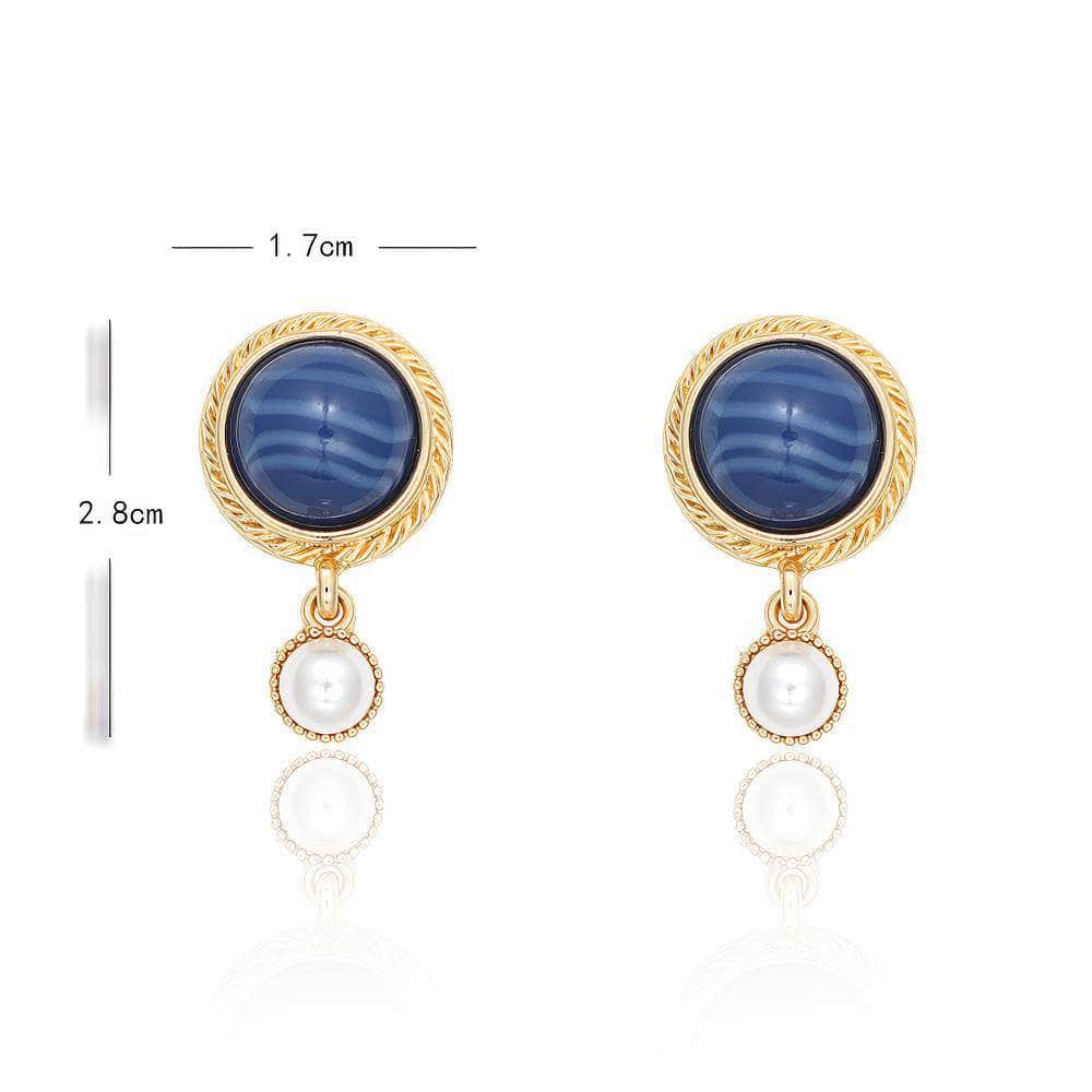 14K Gold Enamel Pearl Dangle Earrings