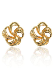 14K Gold Floral Cut Out Statement Earrings Gold / Clip On