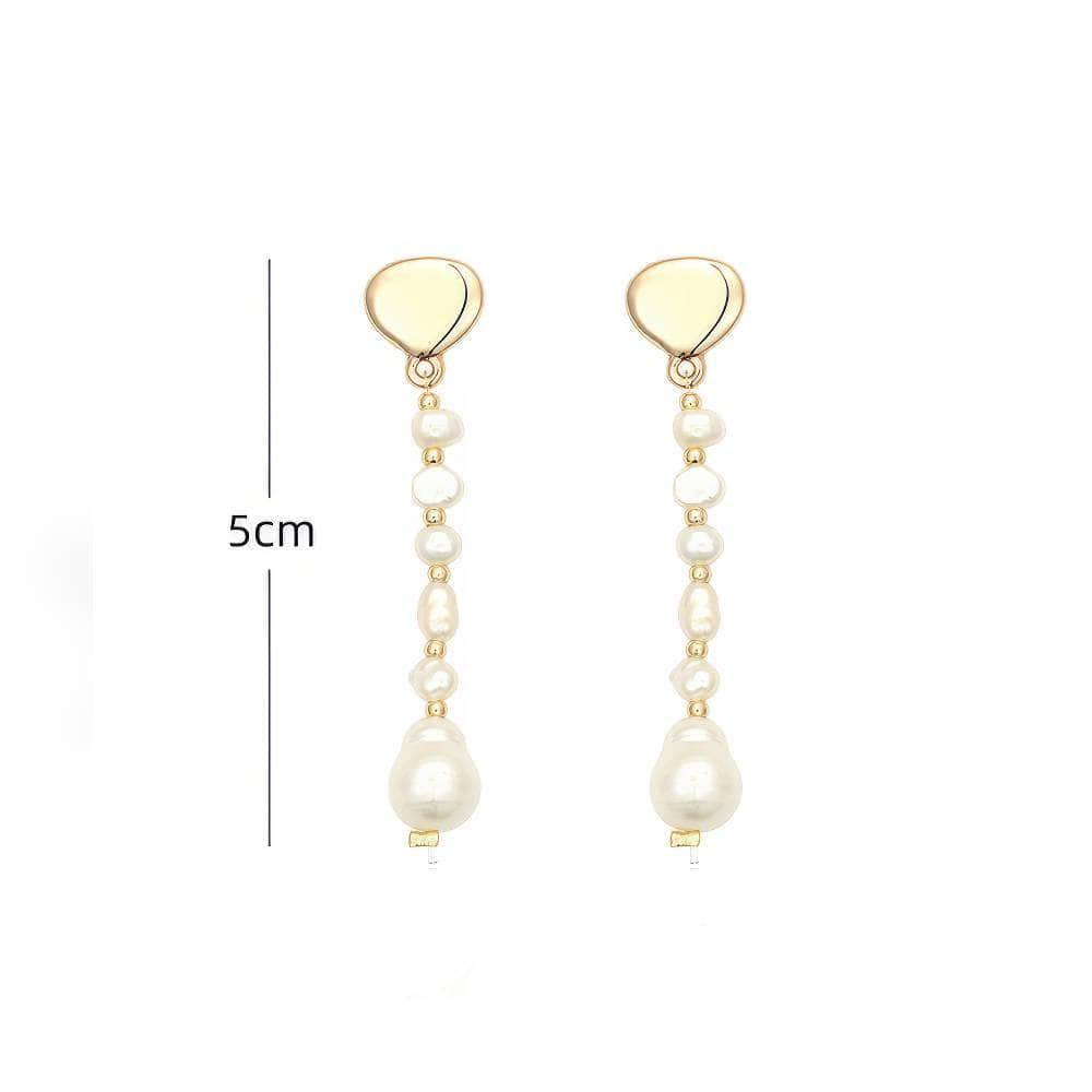 14K Gold Freshwater Pearl Linear Drop Earrings White / Clip On